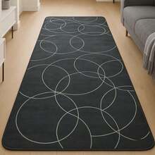 Geometric Runner Rug 2.00m X 60cm Printed Raschel For Hallway, Kitchen And Bedroom - Black Geometric - View 1