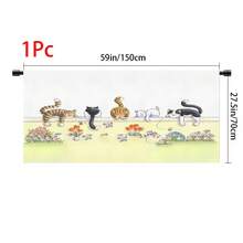 1pc, Home Decor, Cat Pattern Printed Table Skirt, Kitchen Small Curtain, Kitchen Cabinet Cover, With Curtain Holes, Easy To Hang, Rectangular, Machine Woven, Machine Washable, Kitchen Decoration And Accessories, Perfect For Kitchen Cabinets And Home Decor - Multicolor - View 15