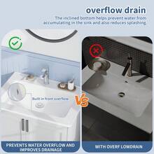 Semi-Recessed White Ceramic Bathroom Sink - Modern Square Design 54x45x17 Cm - With Overflow And Rear Rim - Compatible With First-Rate Faucets - A - View 2