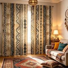 2PCS Bohemian Curtains, Pole Pocket Design, Privacy Protection, Including Vertical Stripes And Geometric Patterns, Suitable For Bedrooms/Living Rooms, Machine Washable, Suitable For All Seasons, Versatile Decorative Curtains - Multicolor - View 8