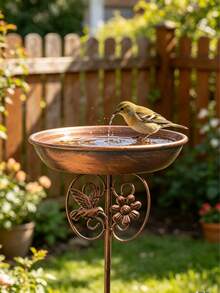 2-In-1 Iron Bird Bath And Feeder, Multiple Sculptural Designs Available, With 5-Claw Anti-Rust Feet For Stable Outdoor Placement, Suitable For Garden And Yard Decor, Can Be Used For Bird Drinking And Bathing, Easy To Clean - TK18 - View 6