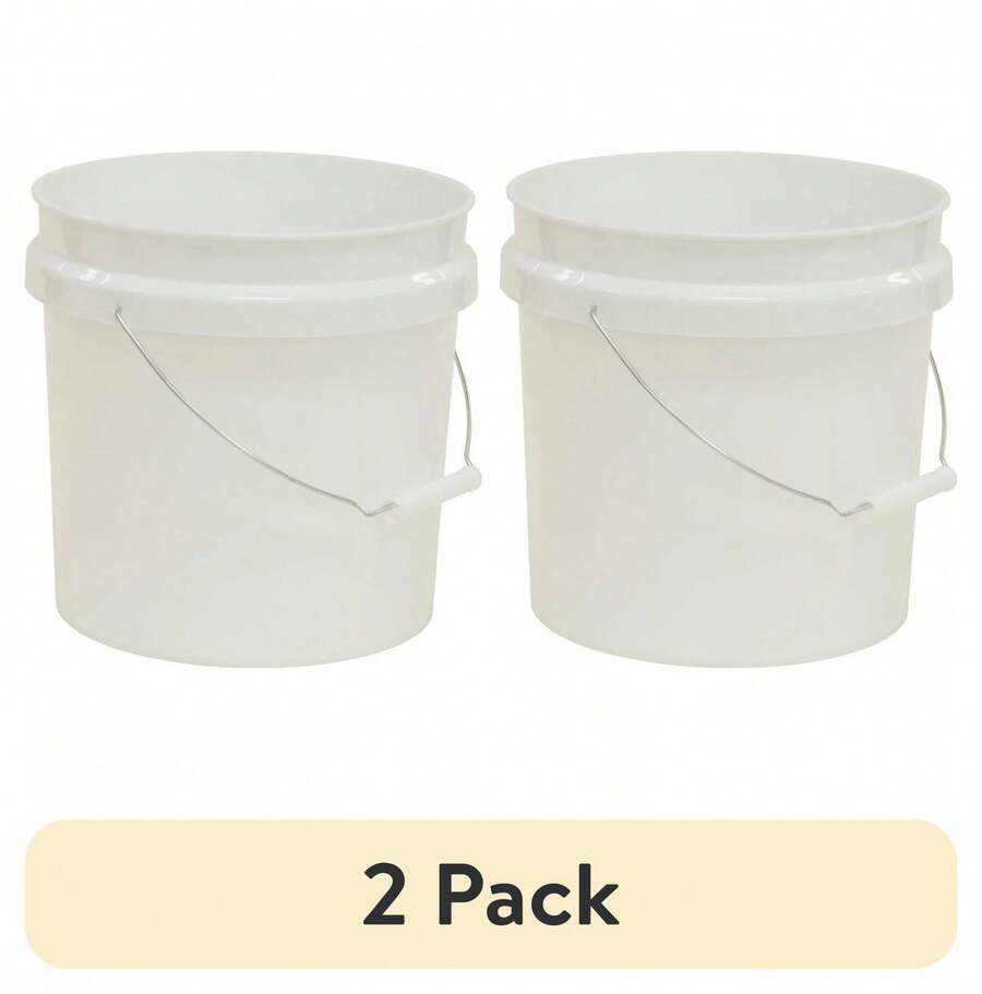 (2 Pack) United Solutions 2 Gallon Round Comfort Handle Plastic Utility Bucket, White, 1 Each - 2 Pack - View 1
