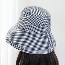 Women's Black And White Plaid Bucket Hat, Fashionable Spring Sun Hat, Lightweight Foldable And Portable, With Adjustable Chin Strap, Secure Fit, Suitable For Spring And Summer Outdoor Walks, Travel And Sporting Events. - Multicolor - View 10