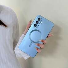 磁吸相容 Galaxy A57 A37 A56 A36 A27 A26 A16 A17 A06 A07 S25 FE S26 手機殼 [內建相機鏡頭保護蓋] 纖薄軟矽膠防震防摔金屬光澤軟殼，適用 S26 Ultra S25 Ultra S24 Ultra - 遠峰藍 - 查看 5