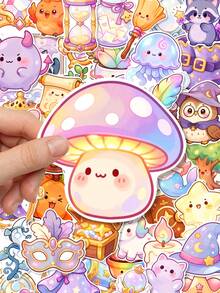 50Pcs Magical Fairy Tale Sticker Pack, Whimsical Prints Of Owls, Mermaids, Unicorns & Enchanted Forest Elements, Durable Adhesive Decals Perfect For Tumblers, Backpacks, Scrapbooks & DIY Crafts - Multicolor - View 4