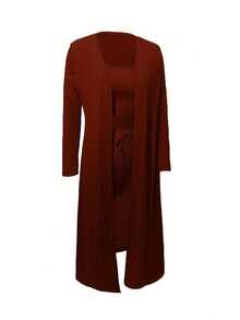 Solid Three-Piece Suit With Dual Use And Perforated Details - [أحمر] - مشاهدة 3