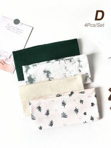4件組女款休閒髮飾 羅紋紮染豹紋格紋蝴蝶玫瑰時尚髮帶 - 彩色 - 查看 13
