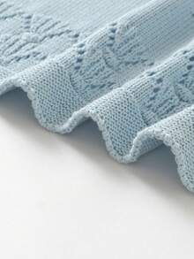 All-Season Baby Stroller Blanket, Hollow Jacquard Customized Embroidered Name Baby Swaddle Blanket, Newborn Baby Children Blanket - Light Blue - View 5