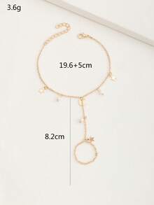 1pc Fashion Minimalist Star Moon Pendant Finger Chain, Teen Daily Party Accessory - Gold - View 6
