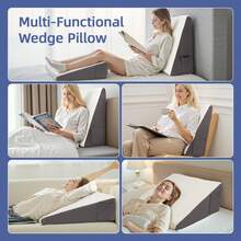 Wedge Pillow – Elevated Triangle Bed Pillow For Reading, Sleeping, Legs & Back - Gray - View 2