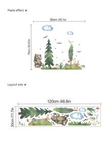 mama look 1pc, Multi-Size, Animal Forest, Wishing Bottle On Tree, Pine Tree, Brown Bear, Small Animals On Big Tree, Cute Little Deer, PVC Self-Adhesive Removable Wall Sticker, Suitable For Bedroom, Living Room, Study, Dining Room, Bathroom, Home Wall Decor, Room Decor, Etc. - Multiple Styles - View 9