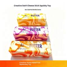 1 pezzo Bastoncino di burro ultra morbido | Bastoncino di burro marmorizzato, arcobaleno | Giocattolo anti-stress a basso rimbalzo, anti-stress da ufficio, giocattolo morbido flessibile e comprimibile, decorazione da scrivania per ufficio, attività in classe, tempo libero a casa, tocco delicato sulla pelle, strumento di sfogo terapeutico, regalo ideale per compleanno, Natale, Carnevale, premio in classe, Pasqua, festa di vacanza - Giallo - Visualizzare 4