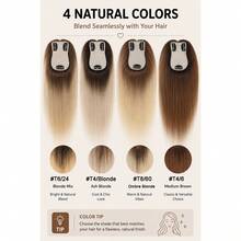 Penutup Rambut Wanita dari Rambut Manusia Asli Ukuran 7x11cm, Model Jepit, Menutupi Akar Rambut Beruban Alami, Rambut Palsu dengan Dasar Renda yang Tak Terlihat dan Bernapas, Panjang 12 Inci, Cocok untuk Rambut Tipis - MultiWarna - View 4