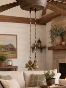 4pcs/2pcs Floral Alloy Ceiling Fan Pull Chain Decor Vintage Style Pull Chain Pendant Extender 13 Inch Lighting Ceiling Fan Beads Spherical Pull Chain Extender Decor With DIY Connector - Four-leaf Clover + Light Bulb - View 5