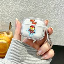 Marvel Q版鋼鐵人飛行AirPods保護殼，可愛透明防震殼附鑰匙圈，適用於AirPods 1/2/3/4、Pro/Pro 2代及新款AirPods Pro 3，適合送給女友的聖誕襪小禮物 - Transparent - 查看 5