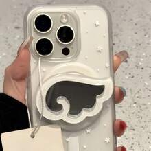 白色線條後視鏡磁吸手機支架，兼容 MagSafe 手機，強力吸附桌面懶人手機架，內置鏡子 - 彩色 - 查看 6