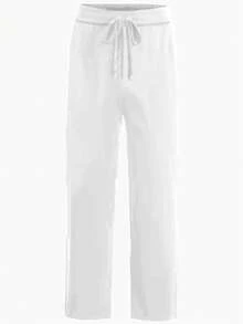 Men's Wide Leg Sweatpants, Premium Soft Warm Fabric, Drawstring, Pocket, Streetwear, Winter, Autumn - 白色 - 查看 2