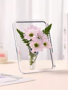 1個透明花瓶，桌面花架，家居裝飾，透明方形花瓶 - 簡單透明色，壓克力材質，適用於客廳和餐桌花卉展示，無需電源的水培植物花瓶，家居裝飾透明花瓶，極簡主義玻璃花瓶，方形花瓶用於花卉婚禮房間裝飾 - 花瓶 - 查看 5