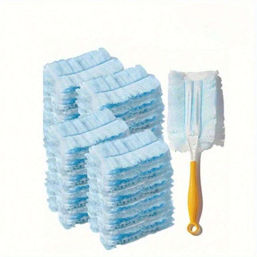 21pcs Set Includes 20pcs Replacement Pads + 1pc Handle, High Density Microfiber Reusable Dust Cleaning Pads, Suitable For Living Room, Bedroom, Kitchen Furniture Dusting Cleaning Tool