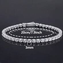 2mm-5mm 100% 莫桑石網球手鍊 925 純銀鍍白金 通過鑽石檢測儀檢測附 GRA 證書 女款禮物珠寶 - 白色 - 查看 42