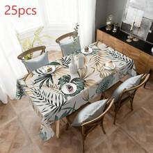 1pc Morandi Tropical Palm Leaf Print Rectangular Tablecloth, Anti-Slip Wear-Resistant, Nordic Restaurant / Bohemian Home / Luxury B&B / Tropical Style Decor Essential! Polyester Material, Machine Washable, Suitable For Multiple Indoor Scenes - Multicolor - View 15