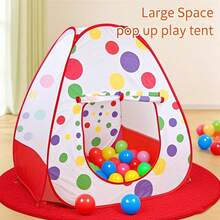Tienda de campaña infantil de 4 piezas con lunares rojos, adecuada para niños y niñas, interior/exterior, casa de juegos temática de juego de rol para niños, casa de juegos interior/exterior, tiempo de juego de imaginación, mejor regalo de cumpleaños y vacaciones - Rojo - Ver 3