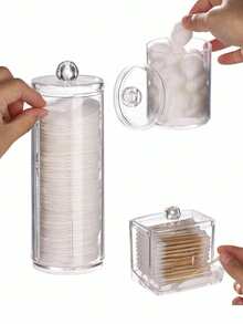 Dressing Table Cosmetic Storage Box, Jewelry Box, Storage Container, Room Decoration, Home Decoration, Bathroom Decoration, Original Cosmetic Storage, Round Sanitary Napkin/Dental Floss Box Organizer, For Sorting And Storage, Travel Essential. - Clear - View 6