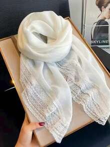 1PC Lace Border Handkerchief Shawls And Wraps Soft Lightweight Daily Fashion Casual Four Seasons Accessories Women Evening Party Travel Wedding Gifts - Multicolor - View 12