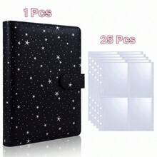 1 Set Candy Color A5 Photo Album With 25pcs 4-Slot Photo Card Pages, 6-Ring Binder, PU Leather Cover, Collection Album Suitable For Home And Office Use, Perfect For Organizing Family Photos - A - View 12