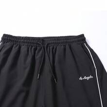 Men's Black Sports Casual Shorts With Drawstring Waist - Black - View 7