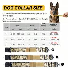 戰術重型狗項圈附控制把手，可調節式寵物項圈配快拆金屬扣環與金屬D型環，舒適加厚頸圈適用於中型、大型、XL犬隻，防拉訓練項圈適合戶外散步健行，耐用且時尚設計 - 卡其迷彩 - 查看 2