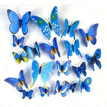 12pcs 3D Butterfly Wall Stickers, Black Removable Butterfly Wall Decals, Creative Home Room Decor, Garden Decor, Party Decor, Realistic Double Layer Butterfly Wall Stickers, Wall Decor Home Creative Decoration - A - View 2