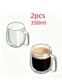 1-2-4個 250/350ml 雙層隔熱玻璃咖啡杯附手把 - 適合拿鐵、瑪奇朵、美式咖啡、卡布奇諾 - 可重複使用、防滑，適合情人節、父親節、母親節、畢業季、日常使用 | 時尚咖啡杯 | 耐用咖啡杯 - 彩色 - 查看 14