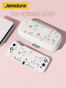 Funda protectora con estampado floral y bolsa de almacenamiento compatible con consola de juegos Switch, compatible con New Switch 2 (2025), NS 2nd Gen/Switch OLED, mejor regalo compatible con jugadores de Switch, regalo de San Valentín/romántico - Multicolor - Ver 1
