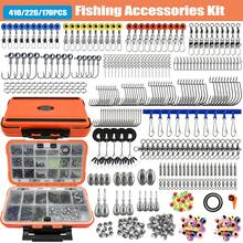 410/226/170件專業釣具套裝，包含釣具盒、釣鉤、鉛錘、轉環，適用於鱸魚、鱒魚及海水釣魚 | 完整路亞配件組 | 高級防鏽 - 彩色 - 查看 3