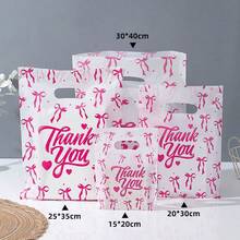 50pcs Pink "Thank You" Gift Bags, Wedding Birthday Party Gift Packaging Bags, Appreciation Packaging Bags - 50 Pink Bows - View 7