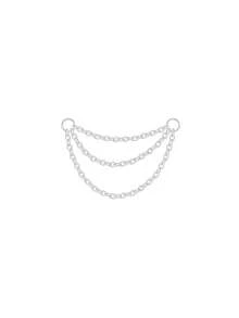 1pc 925 Sterling Silver Chain Ear Clip Earrings, Hypoallergenic Cartilage Piercing Pendant Chain Tassel Ear Jewelry, Suitable For Daily And Party Wear - Silver - View 6
