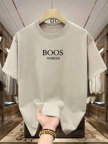 Camiseta de manga corta para hombre con estampado de letras - Negro - Ver 3
