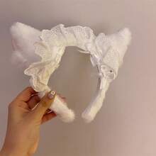 Diadema Lolita bidimensional, pinza para el cabello con orejas de gato para niñas, cosplay, convención de anime, diadema de sirvienta Lolita. - Nuevo vestido rosa de sirvienta con orejas de gato y lazo. - Ver 7