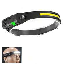 1/3PCS Linterna Frontal COB&LED Multimodo con Sensor Linterna Frontal para Deportes al Aire Libre Recargable Adecuada para Correr, Camping, Senderismo, Etc. Modelo Básico - Negro - Ver 8