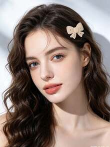 1個女款時尚甜美春夏季可愛蝴蝶結鱷魚髮夾，適合日常佩戴 - 彩色 - 查看 9