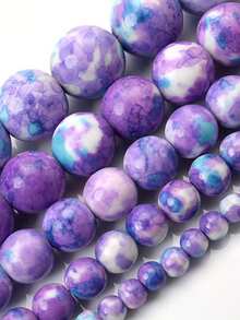 Natural Stone Beads Purple Rain Colorful Round Loose Bead For Jewelry Making DIY Bracelet Charms Accessories 6/8/10mm - Multicolor - View 8