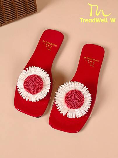 Women's 3D Floral Decor Everyday Versatile Fashion Flat Sandals