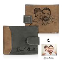 1pc Personalized Men's Vintage Wallet, Custom Photo/Name/Initial Laser Engraved, Gift For Dad, Husband, Grandfather, Father's Day, Valentine's Day - Multicolor - View 12