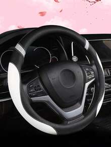 1Pc Leather Car Steering Wheel Cover, Non-Slip Car Wheel Cover Protector Breathable Microfiber Leather Universal Fit For Most Cars - A - View 6
