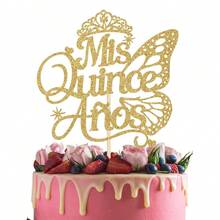 15th Birthday Cake Topper, "Happy 15th", 15th Birthday Party Decor - Gold Glitter, Back To School Valentine's Day - Multicolor - View 19