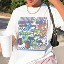 Unisex Disney Baumwoll-T-Shirt With "Toy Story" Retro Print, Woody, Buzz & RC With "1995 Champions" Schriftzug Im 90er-Jahre-Stil - 白色 - 查看 1