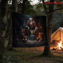 2D Flat, [2D Flat Printing] 1 Oversized High-Definition Digital Skull Santa + "Christmas Nightmare" Slogan Printed Tapestry, Non-Illuminated Tapestry, Polyester Material, Suitable As Backdrop Fabric, Photography Props, Party Banners, Birthday Gifts - 1PC - View 5