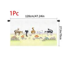 1pc, Home Decor, Cat Pattern Printed Table Skirt, Kitchen Small Curtain, Kitchen Cabinet Cover, With Curtain Holes, Easy To Hang, Rectangular, Machine Woven, Machine Washable, Kitchen Decoration And Accessories, Perfect For Kitchen Cabinets And Home Decor - Multicolor - View 17