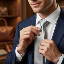 Set Of 3 Light Gray Ties For Groomsmen, Weddings, And Events - 銀灰 - 查看 7